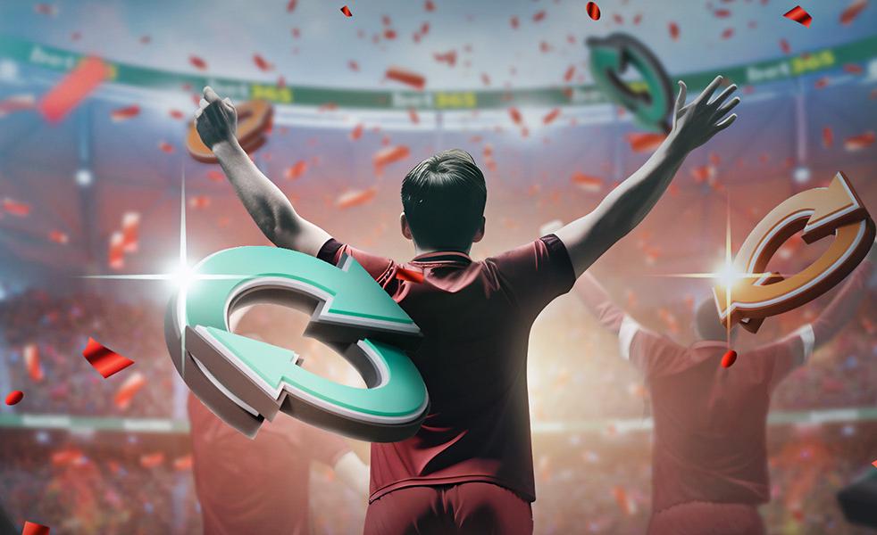 Football player with Free Spins symbols 